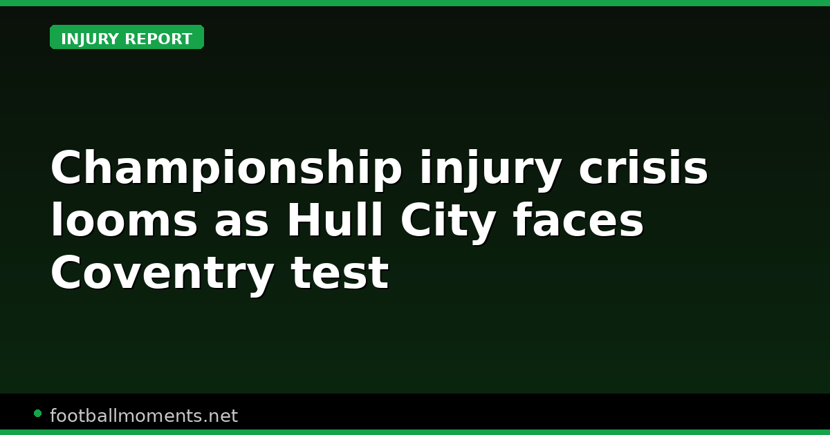 Championship injury crisis looms as Hull City faces Coventry test